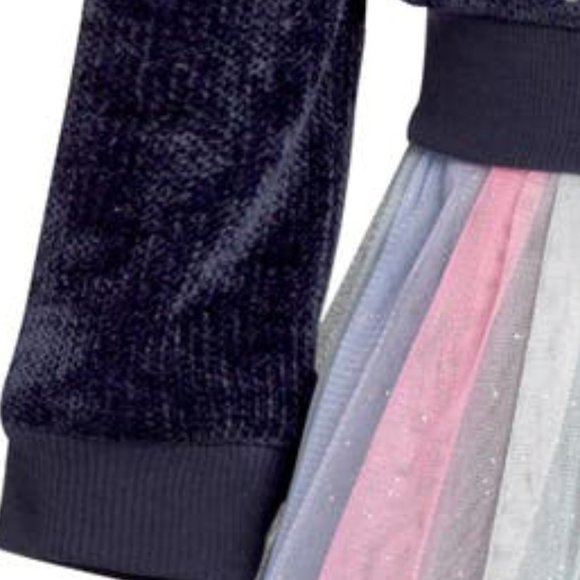 NEW TRULY ME Kid Navy Rainbow Sequin Star Glitter Tulle Sweater & Tank Dress Set - Picture 3 of 7